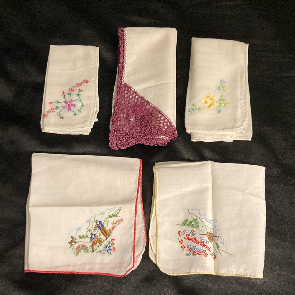 Vintage Embroidered Handkerchiefs